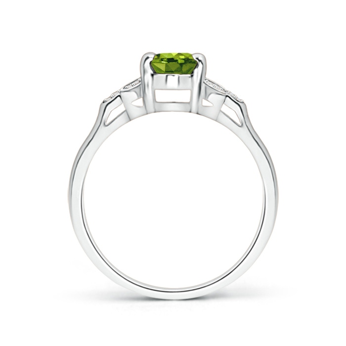 7x5mm AAAA Vintage Style Oval Peridot Ring with Diamond Accents in White Gold product image