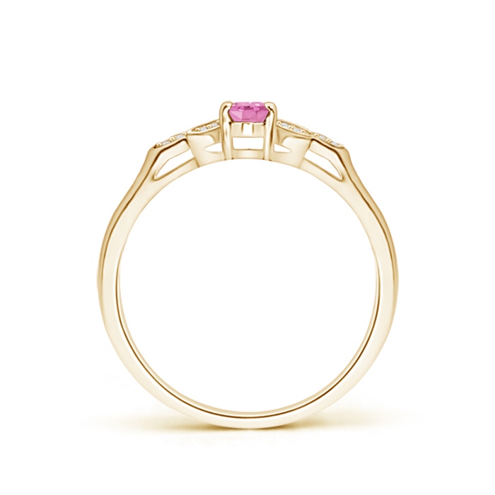 5x3mm A Vintage Style Oval Pink Sapphire Ring with Diamond Accents in Yellow Gold product image
