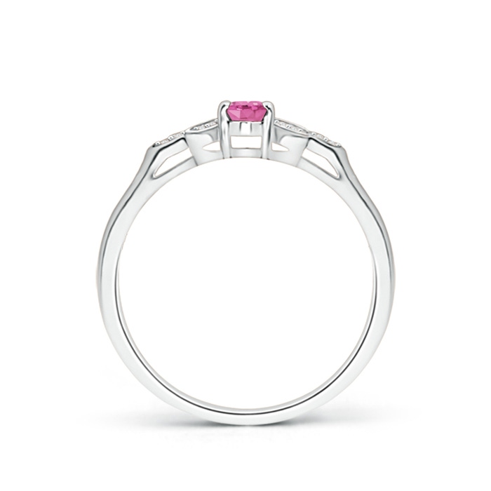 5x3mm AA Vintage Style Oval Pink Sapphire Ring with Diamond Accents in White Gold product image