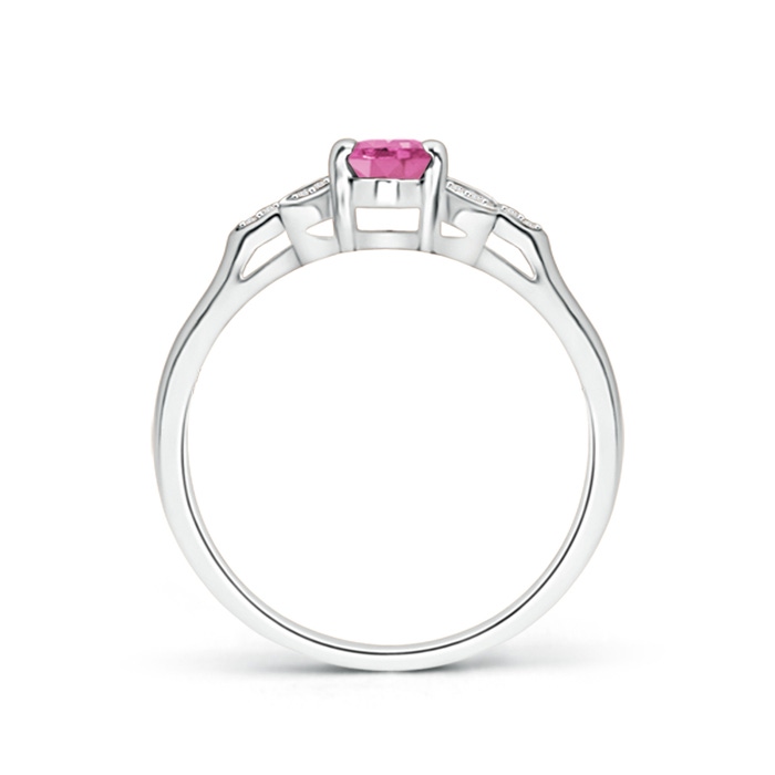 6x4mm AA Vintage Style Oval Pink Sapphire Ring with Diamond Accents in White Gold product image