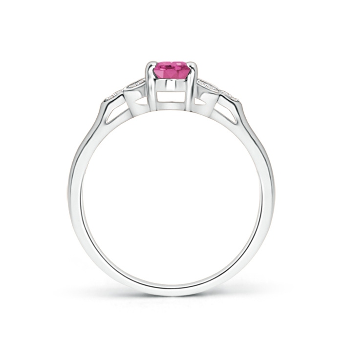 6x4mm AAA Vintage Style Oval Pink Sapphire Ring with Diamond Accents in P950 Platinum product image