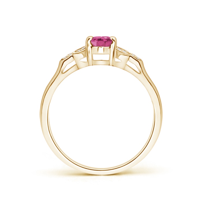 6x4mm AAAA Vintage Style Oval Pink Sapphire Ring with Diamond Accents in Yellow Gold product image