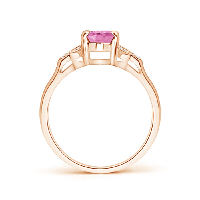 7x5mm A Vintage Style Oval Pink Sapphire Ring with Diamond Accents in Rose Gold product image