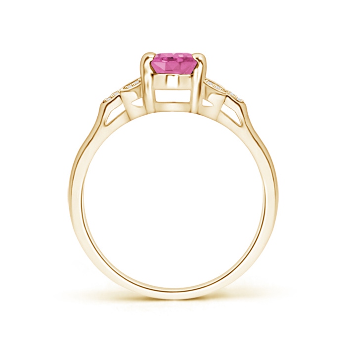 7x5mm AA Vintage Style Oval Pink Sapphire Ring with Diamond Accents in Yellow Gold product image