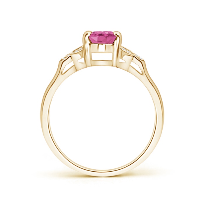 7x5mm AAA Vintage Style Oval Pink Sapphire Ring with Diamond Accents in Yellow Gold product image