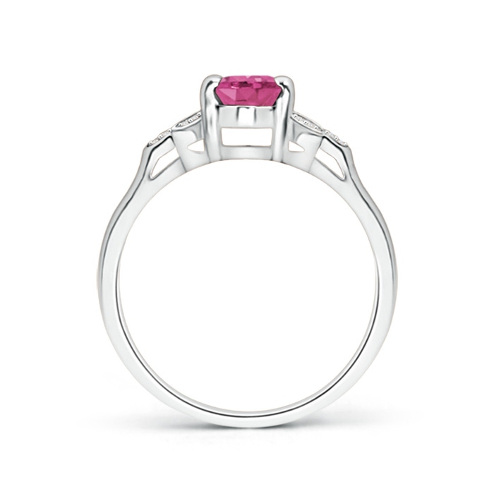 7x5mm AAAA Vintage Style Oval Pink Sapphire Ring with Diamond Accents in White Gold product image