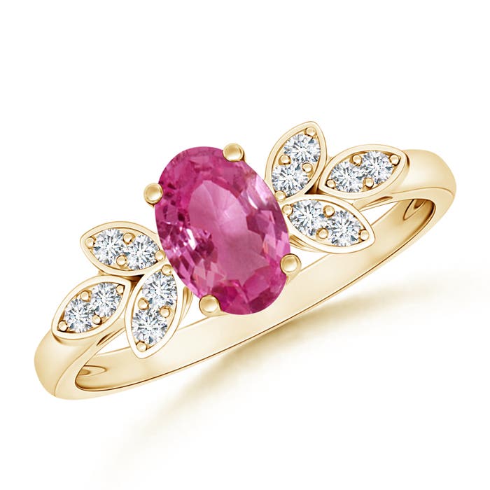 AAAA - Pink Sapphire / 0.95 CT / 14 KT Yellow Gold