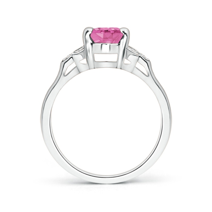 8x6mm AA Vintage Style Oval Pink Sapphire Ring with Diamond Accents in White Gold product image