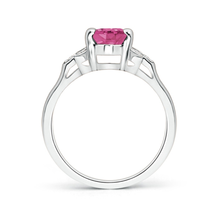 8x6mm AAAA Vintage Style Oval Pink Sapphire Ring with Diamond Accents in White Gold product image