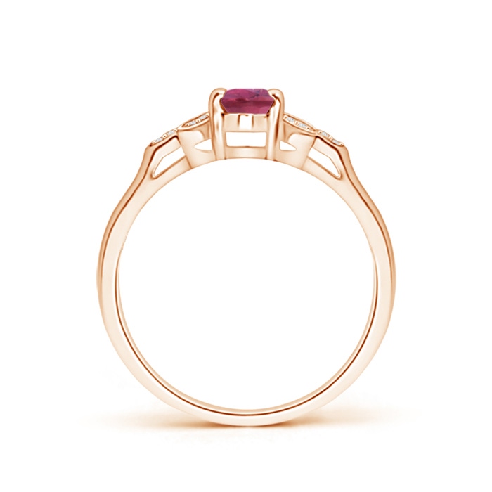 6x4mm AAA Vintage Style Oval Pink Tourmaline Ring with Diamond Accents in Rose Gold Product Image