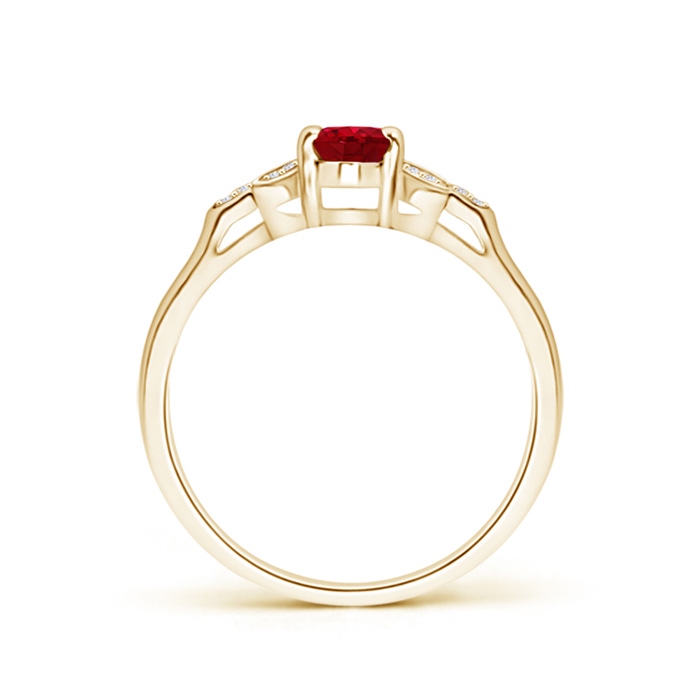 6x4mm AAA Vintage Style Oval Ruby Ring with Diamond Accents in 9K Yellow Gold Product Image