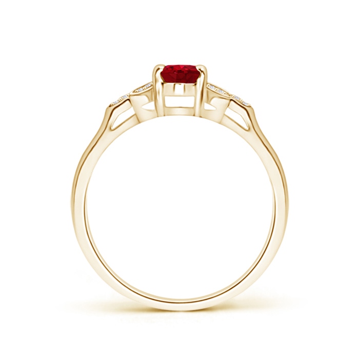 6x4mm AAA Vintage Style Oval Ruby Ring with Diamond Accents in 9K Yellow Gold product image