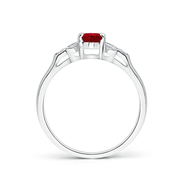 6x4mm AAA Vintage Style Oval Ruby Ring with Diamond Accents in White Gold product image