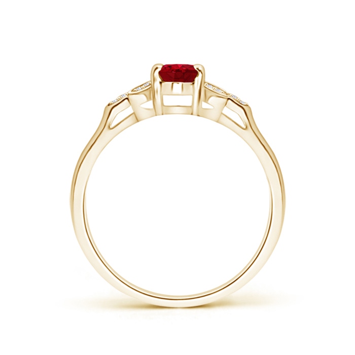 6x4mm AAA Vintage Style Oval Ruby Ring with Diamond Accents in Yellow Gold product image