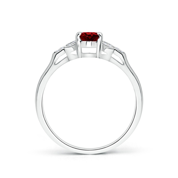 6x4mm AAAA Vintage Style Oval Ruby Ring with Diamond Accents in White Gold Product Image
