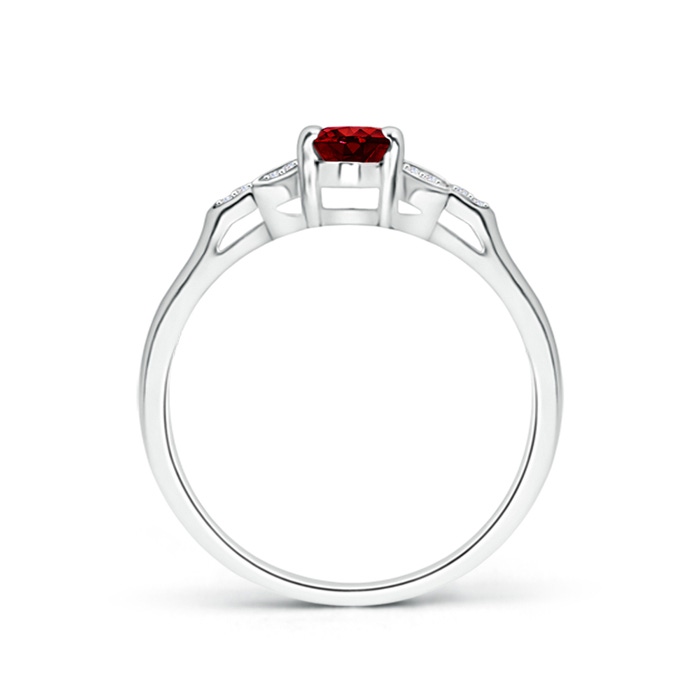 6x4mm AAAA Vintage Style Oval Ruby Ring with Diamond Accents in White Gold product image