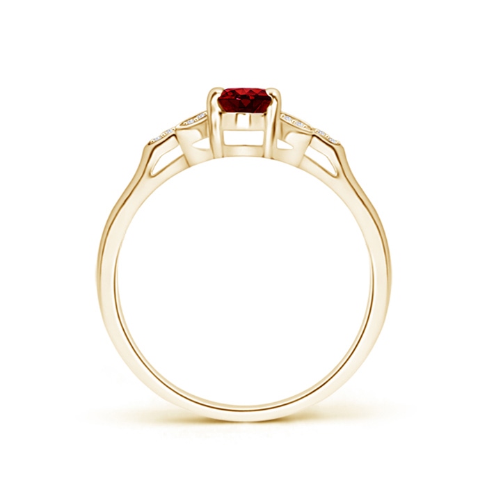 6x4mm AAAA Vintage Style Oval Ruby Ring with Diamond Accents in Yellow Gold Product Image