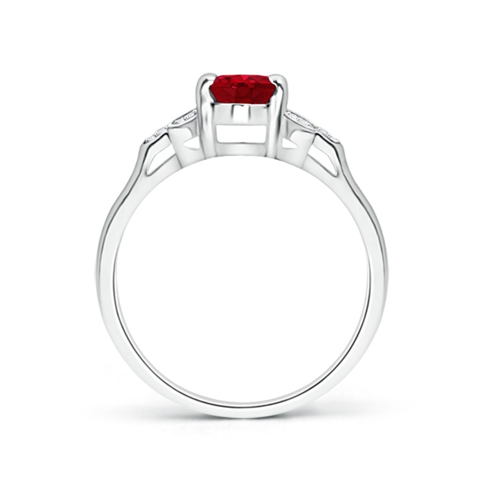 7x5mm AAA Vintage Style Oval Ruby Ring with Diamond Accents in White Gold product image