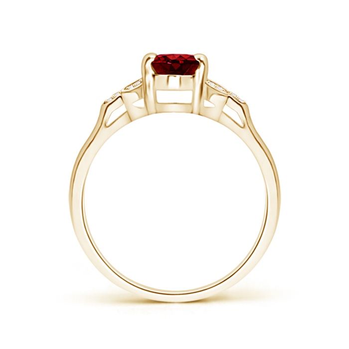 7x5mm AAAA Vintage Style Oval Ruby Ring with Diamond Accents in Yellow Gold product image