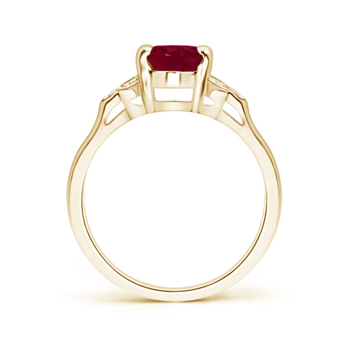 8x6mm A Vintage Style Oval Ruby Ring with Diamond Accents in Yellow Gold product image
