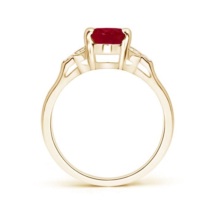 8x6mm AA Vintage Style Oval Ruby Ring with Diamond Accents in Yellow Gold product image