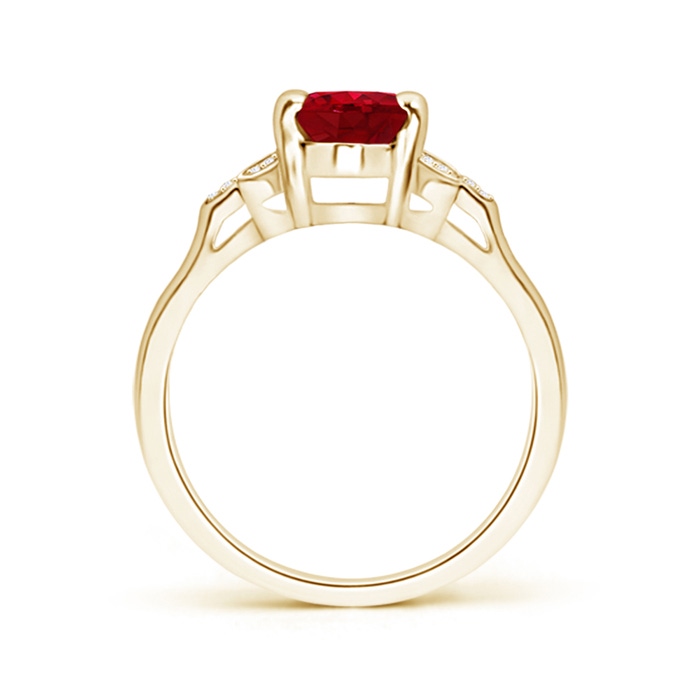 8x6mm AAA Vintage Style Oval Ruby Ring with Diamond Accents in Yellow Gold product image
