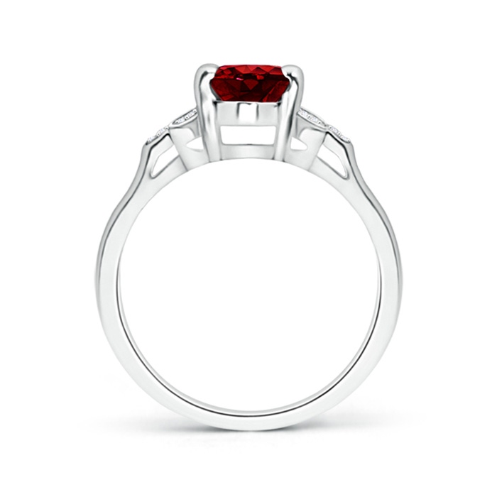 8x6mm AAAA Vintage Style Oval Ruby Ring with Diamond Accents in White Gold product image