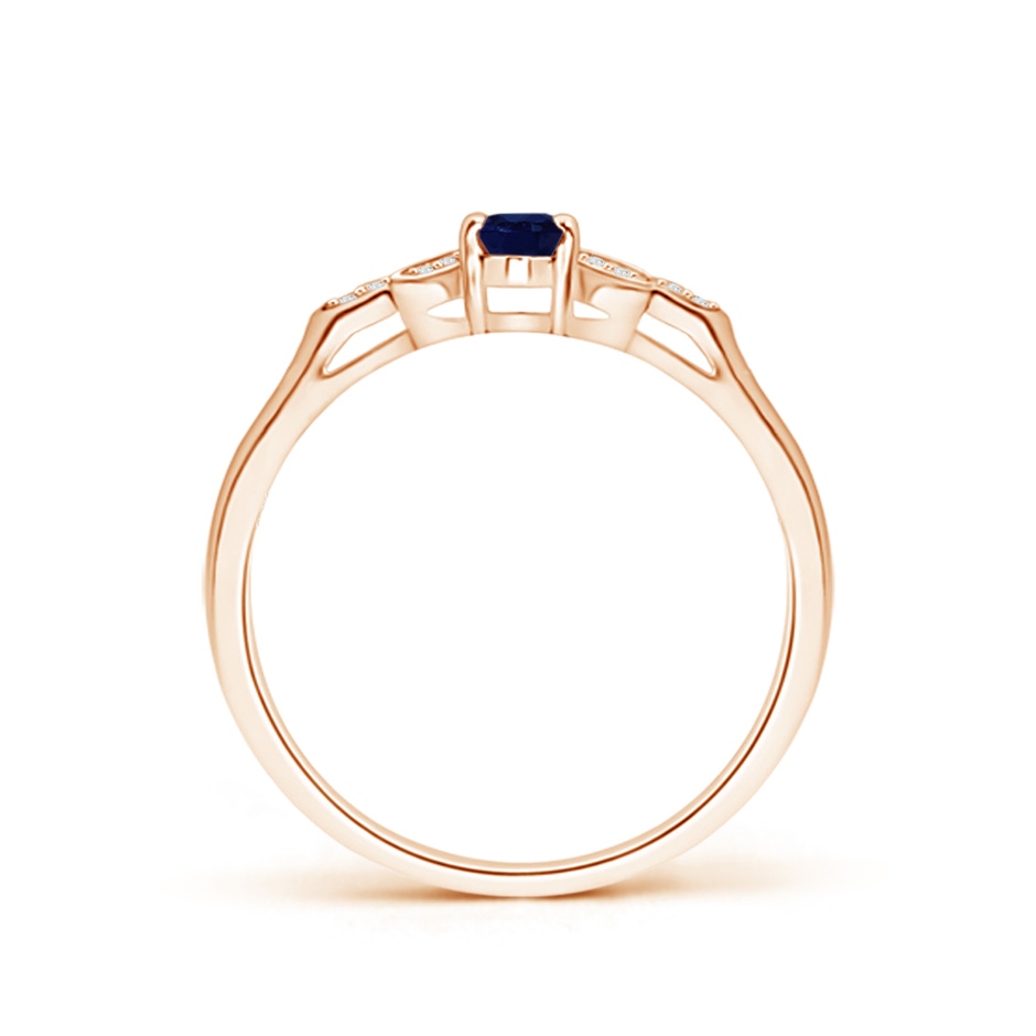 5x3mm A Vintage Style Oval Blue Sapphire Ring with Diamond Accents in 9K Rose Gold side 199