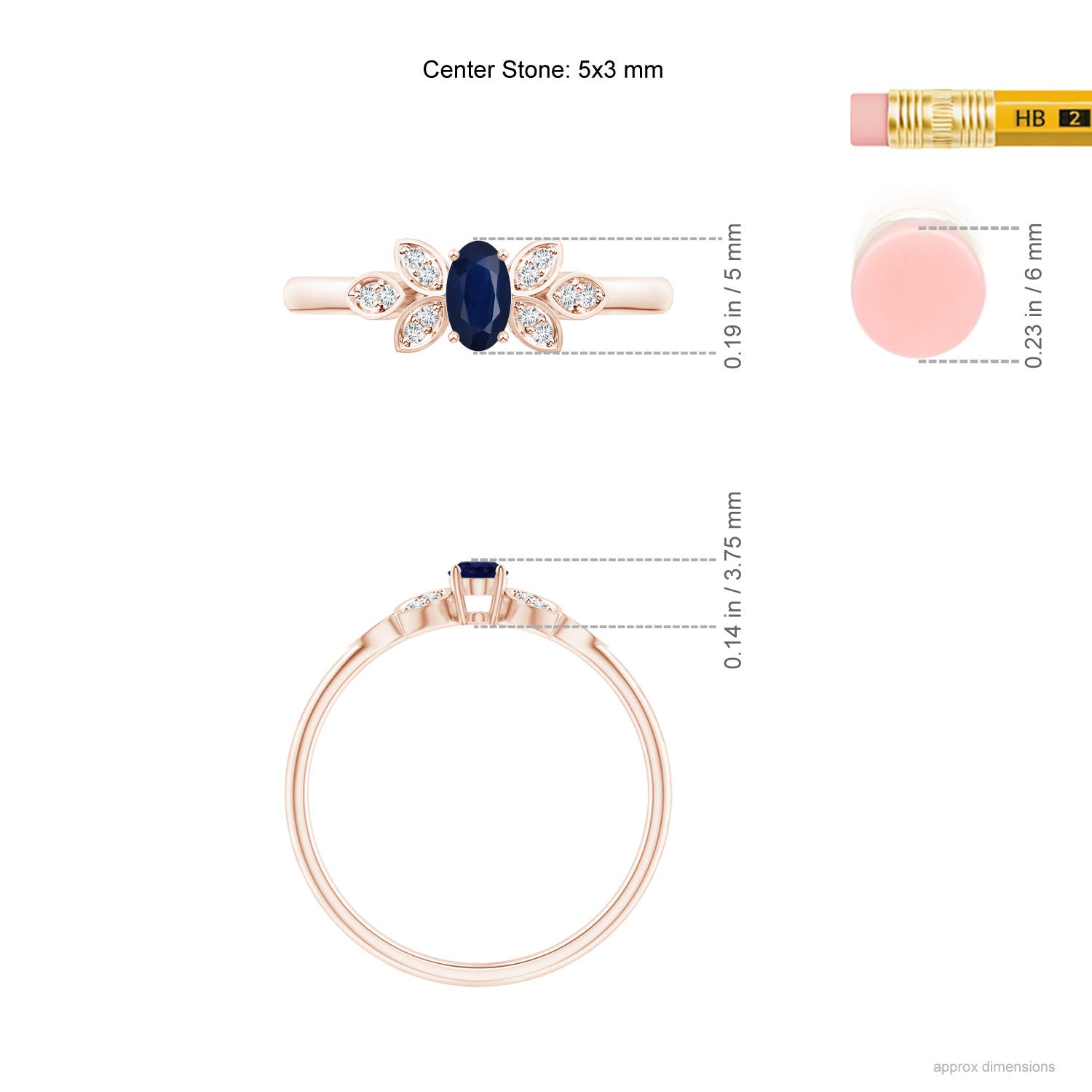 A - Blue Sapphire / 0.36 CT / 14 KT Rose Gold