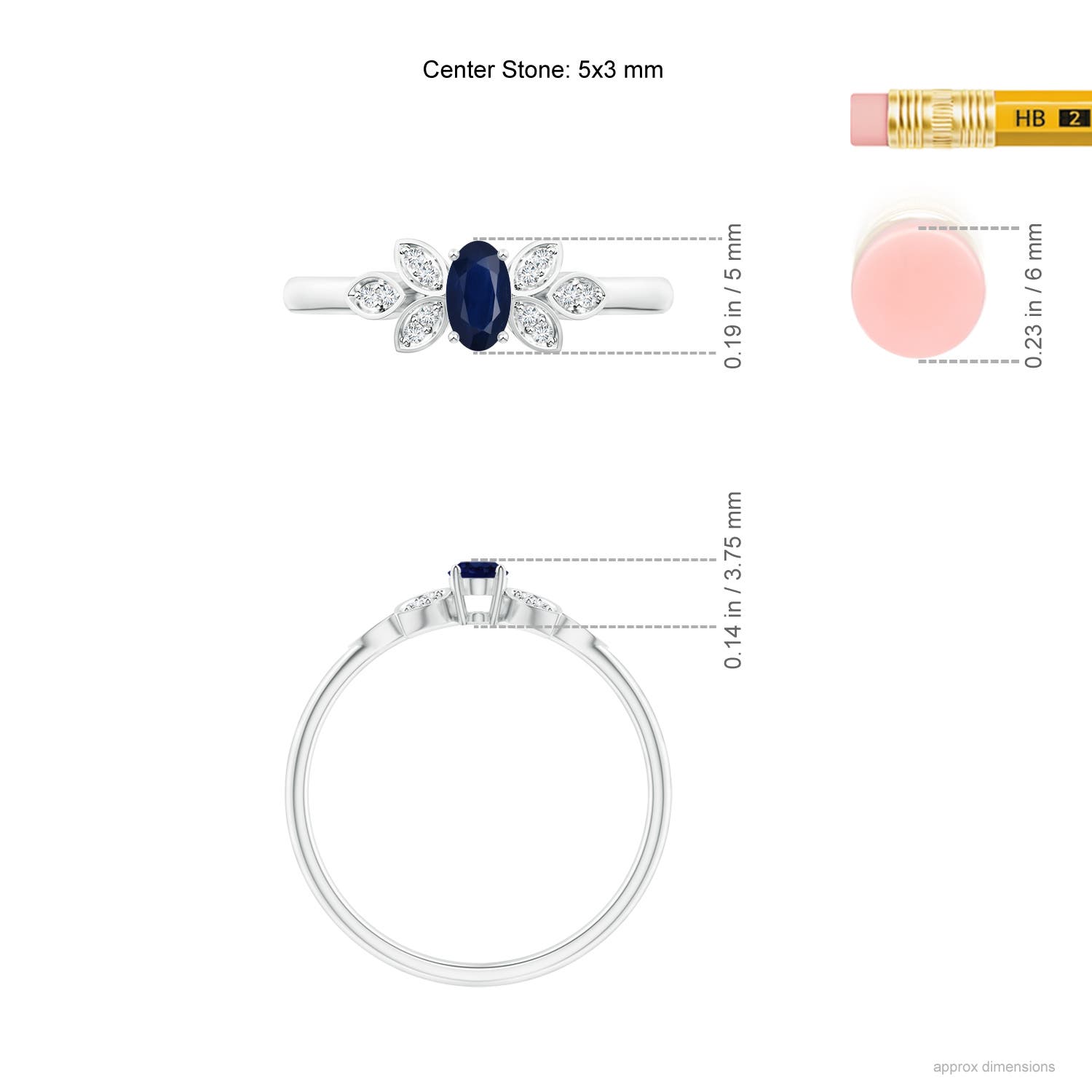 A - Blue Sapphire / 0.36 CT / 14 KT White Gold