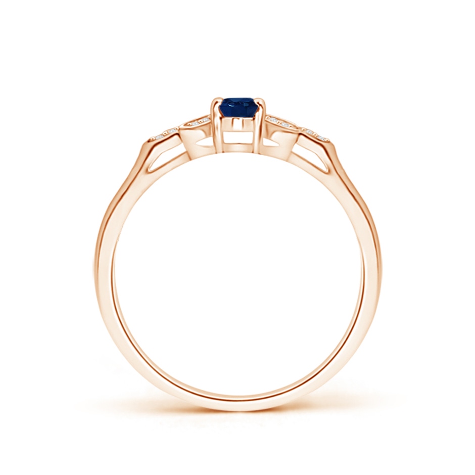 5x3mm AA Vintage Style Oval Blue Sapphire Ring with Diamond Accents in Rose Gold side 199