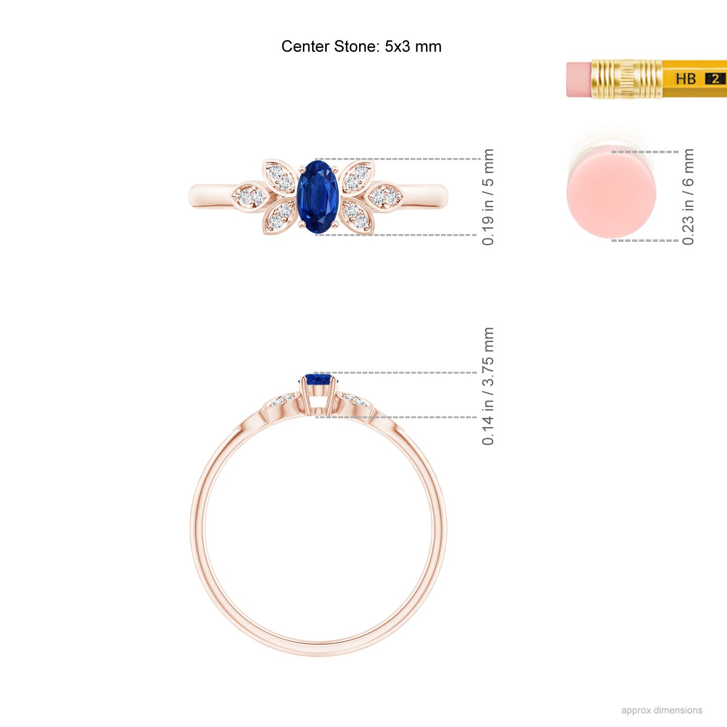 AAA - Blue Sapphire / 0.36 CT / 14 KT Rose Gold