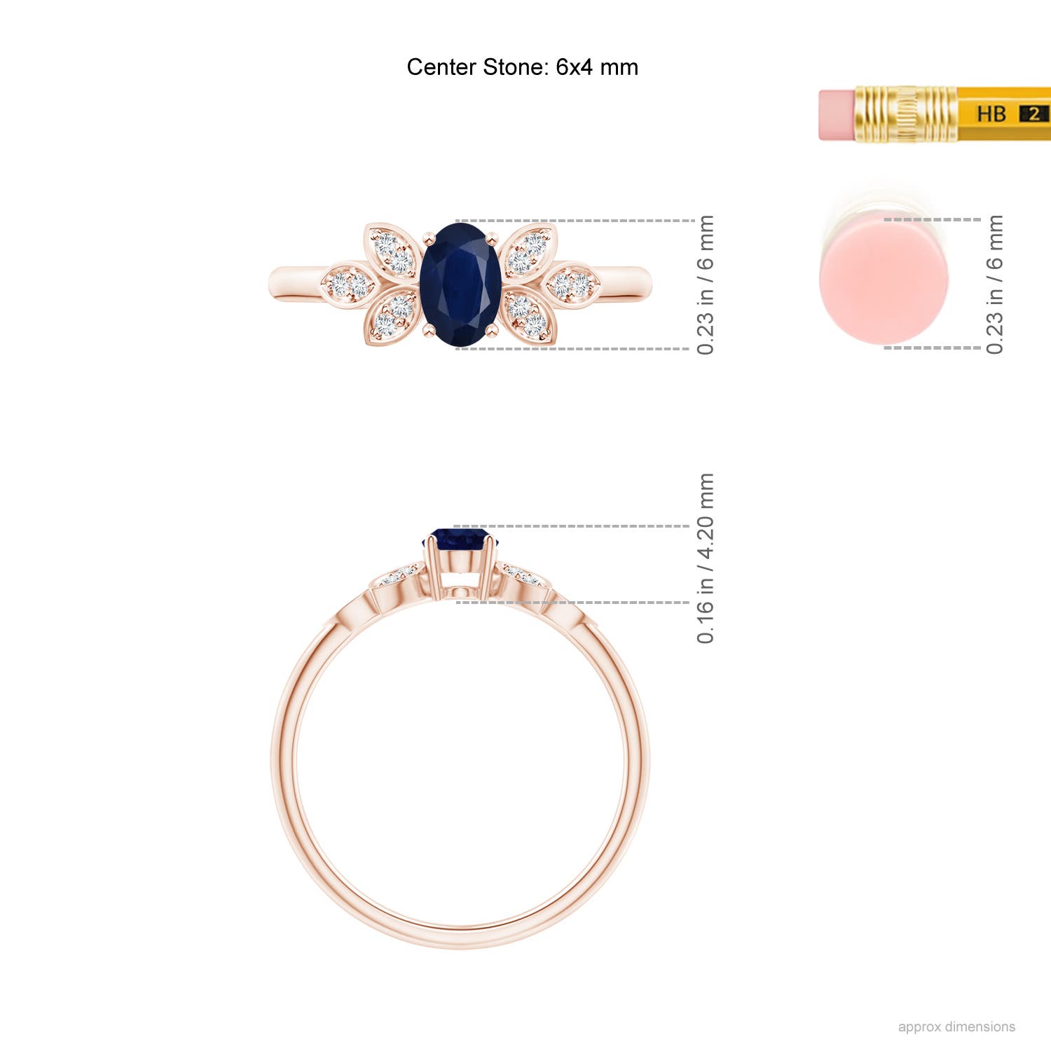 A - Blue Sapphire / 0.66 CT / 14 KT Rose Gold