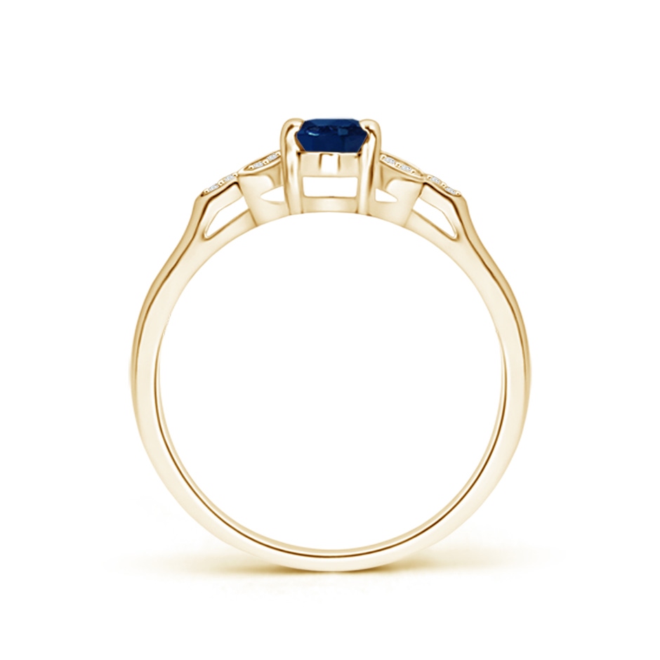 6x4mm AA Vintage Style Oval Blue Sapphire Ring with Diamond Accents in Yellow Gold side 199