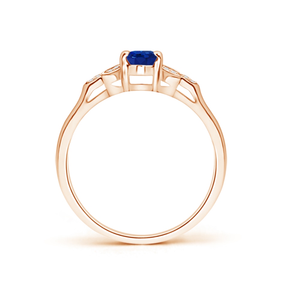 6x4mm AAA Vintage Style Oval Blue Sapphire Ring with Diamond Accents in Rose Gold side 199