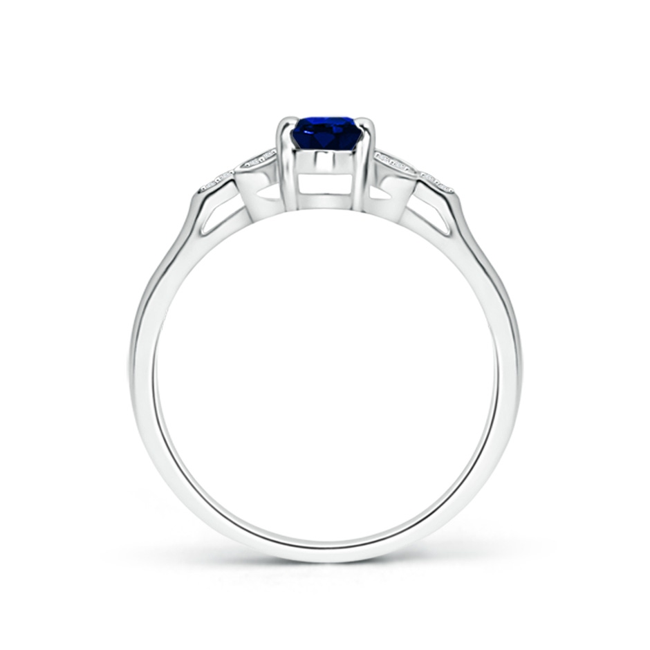 6x4mm AAAA Vintage Style Oval Blue Sapphire Ring with Diamond Accents in P950 Platinum side 199