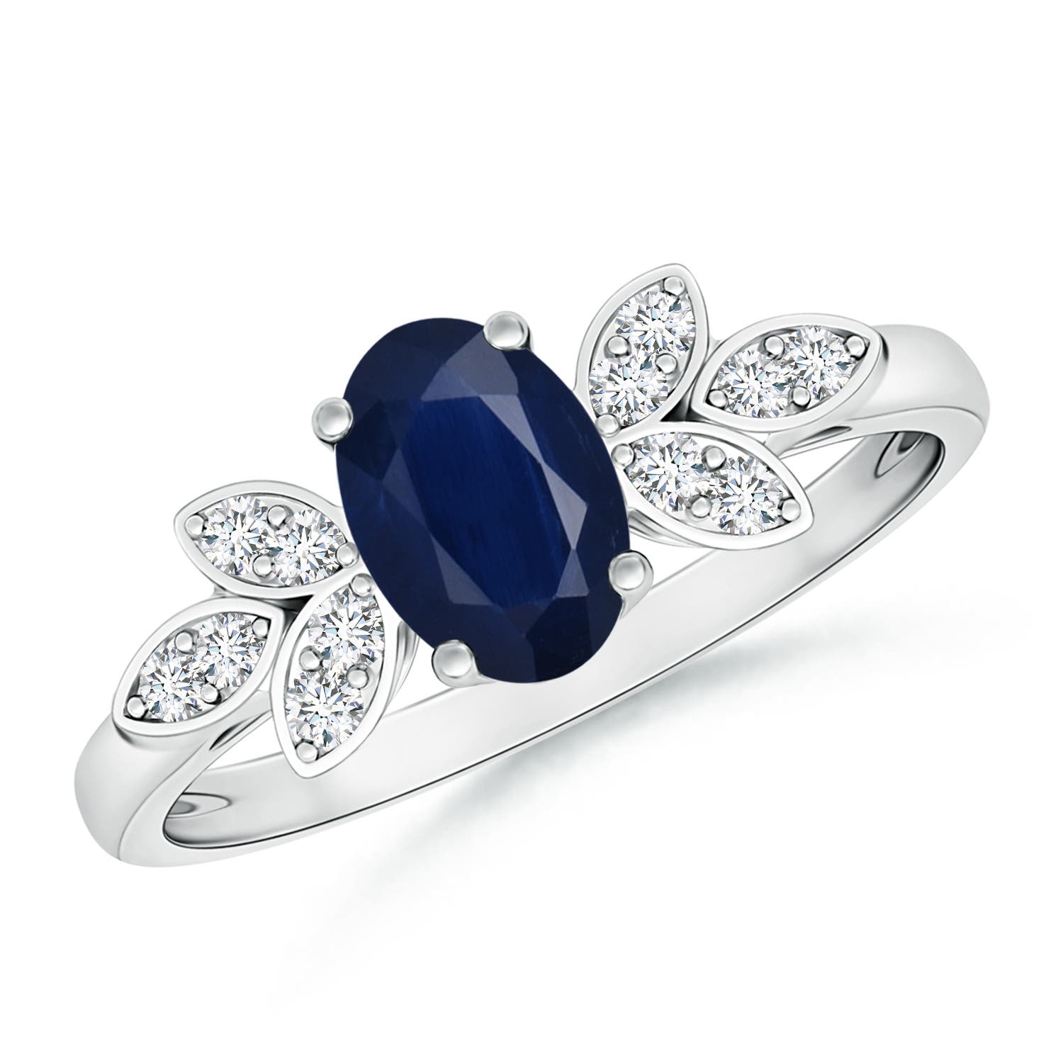 A - Blue Sapphire / 0.95 CT / 14 KT White Gold