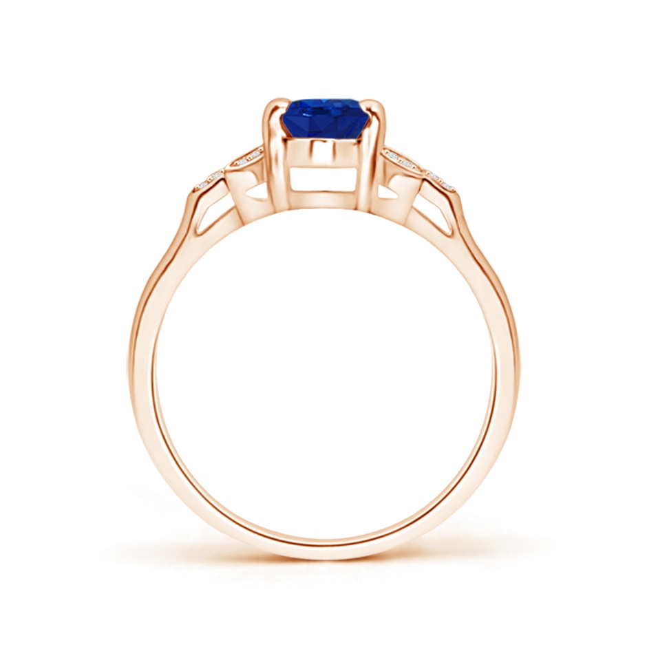 7x5mm AAA Vintage Style Oval Blue Sapphire Ring with Diamond Accents in Rose Gold side 199