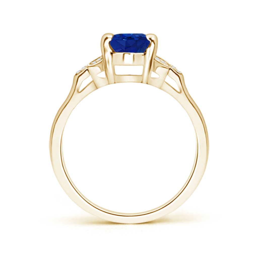 8x6mm AAA Vintage Style Oval Blue Sapphire Ring with Diamond Accents in Yellow Gold - side 199