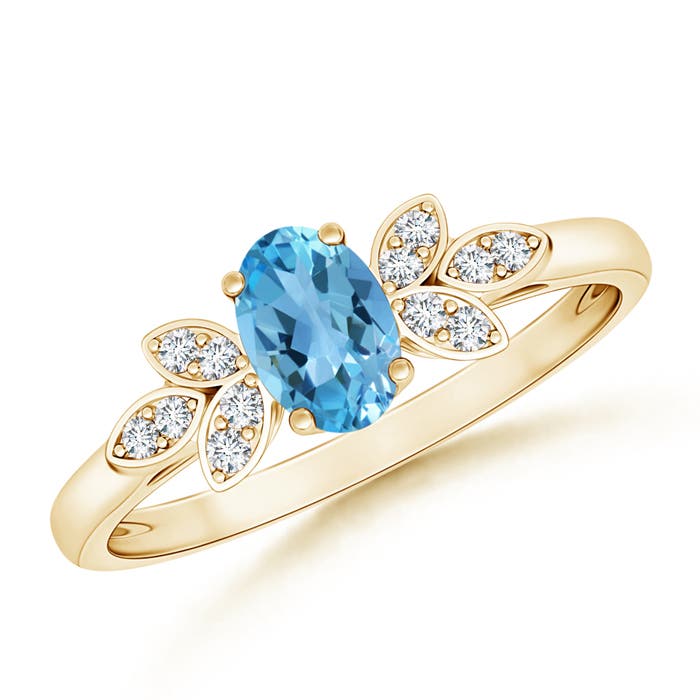 AA - Swiss Blue Topaz / 0.6 CT / 14 KT Yellow Gold