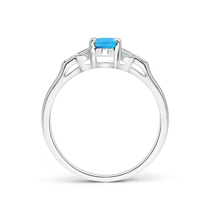 6x4mm AAA Vintage Style Oval Swiss Blue Topaz Ring with Diamond Accents in P950 Platinum