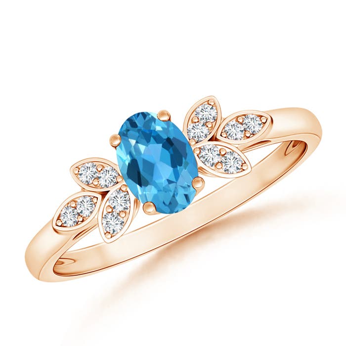 AAA - Swiss Blue Topaz / 0.6 CT / 14 KT Rose Gold