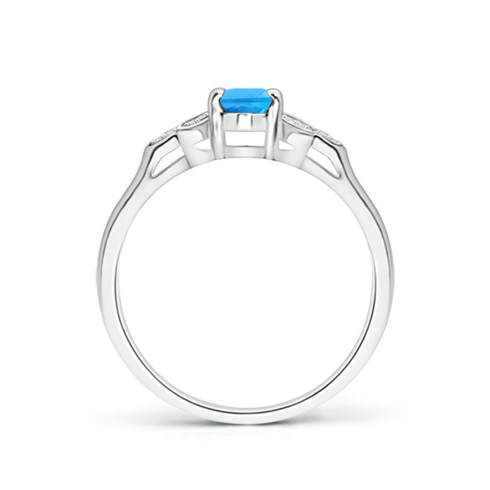 6x4mm AAAA Vintage Style Oval Swiss Blue Topaz Ring with Diamond Accents in White Gold product image