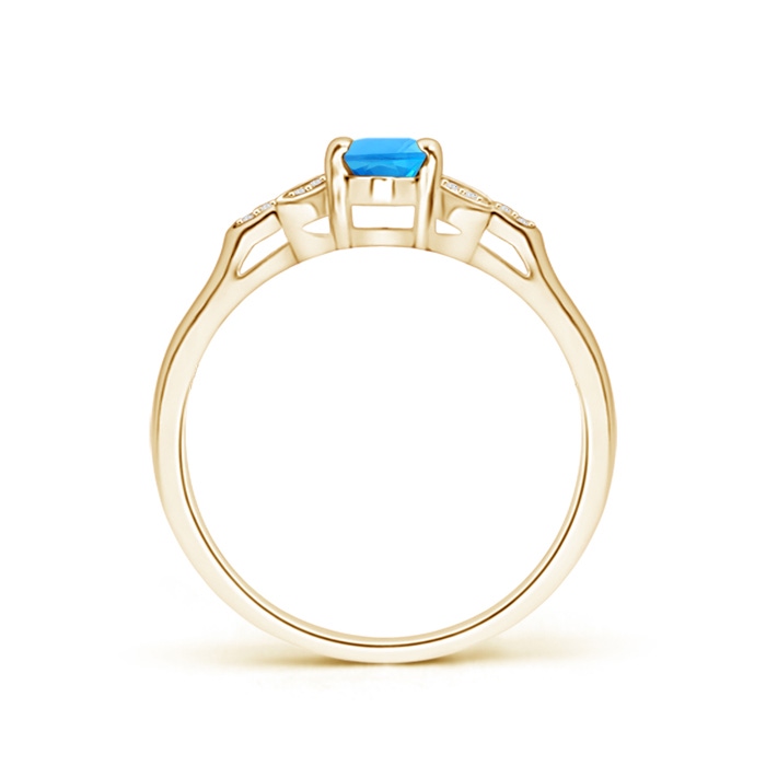 6x4mm AAAA Vintage Style Oval Swiss Blue Topaz Ring with Diamond Accents in Yellow Gold product image