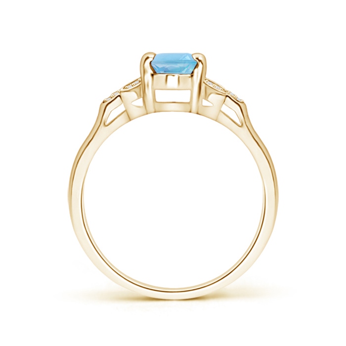7x5mm A Vintage Style Oval Swiss Blue Topaz Ring with Diamond Accents in Yellow Gold product image