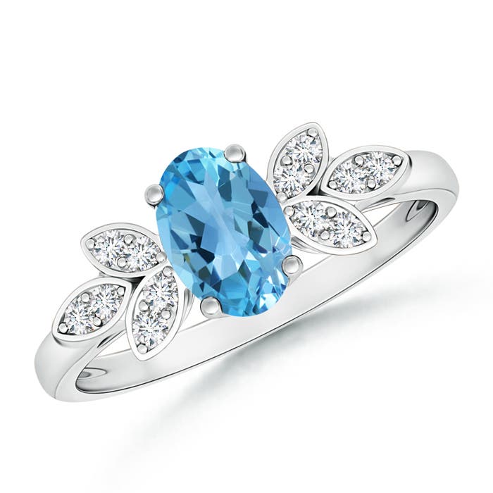 AA - Swiss Blue Topaz / 1.05 CT / 14 KT White Gold