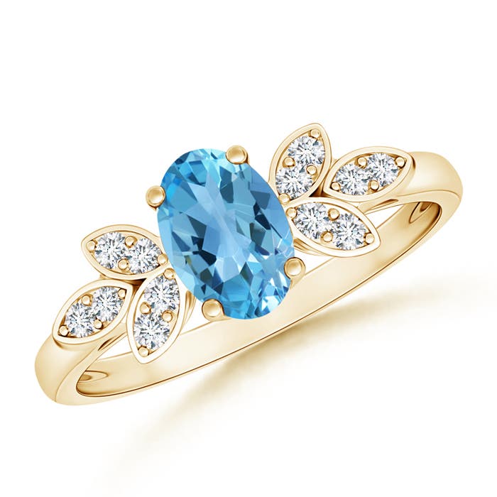 AA - Swiss Blue Topaz / 1.05 CT / 14 KT Yellow Gold