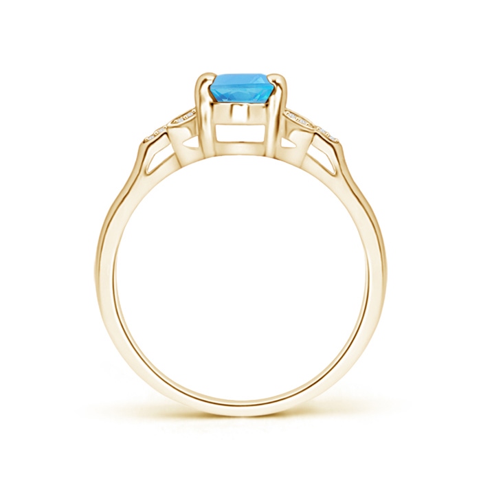7x5mm AA Vintage Style Oval Swiss Blue Topaz Ring with Diamond Accents in Yellow Gold product image