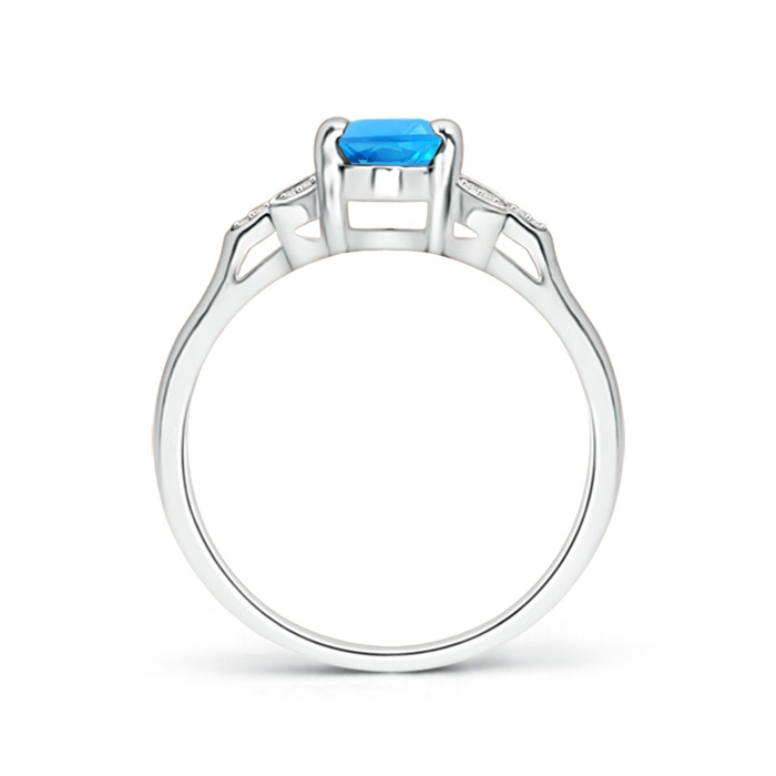 7x5mm AAAA Vintage Style Oval Swiss Blue Topaz Ring with Diamond Accents in P950 Platinum product image