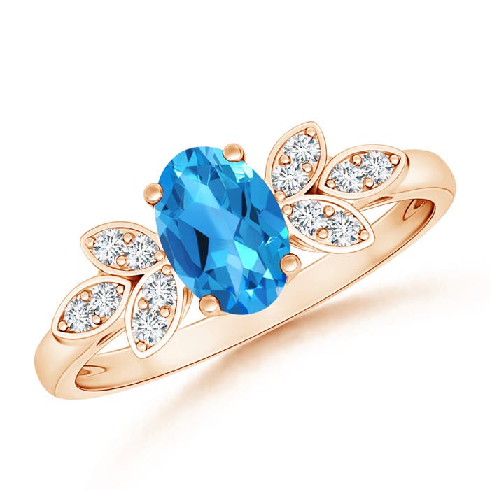 AAAA - Swiss Blue Topaz / 1.05 CT / 14 KT Rose Gold